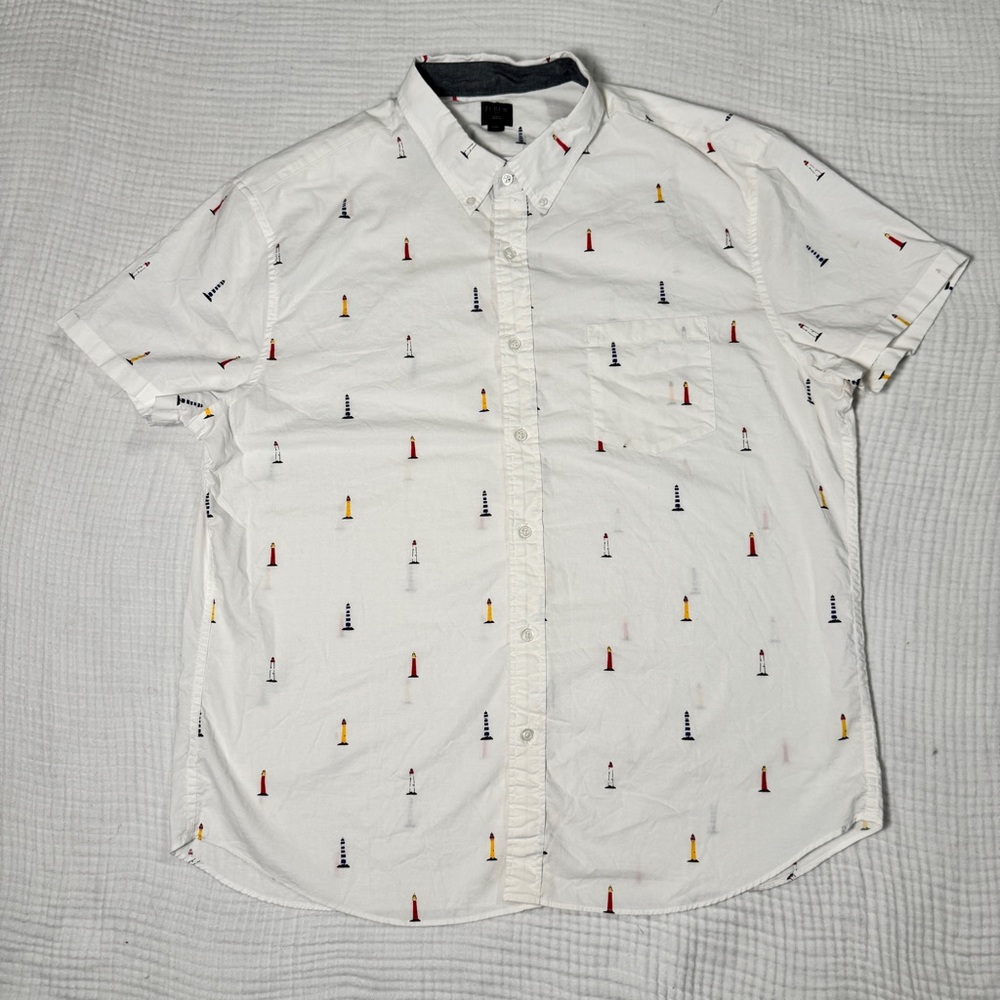 J. Crew White Shirt with Nautical Pattern